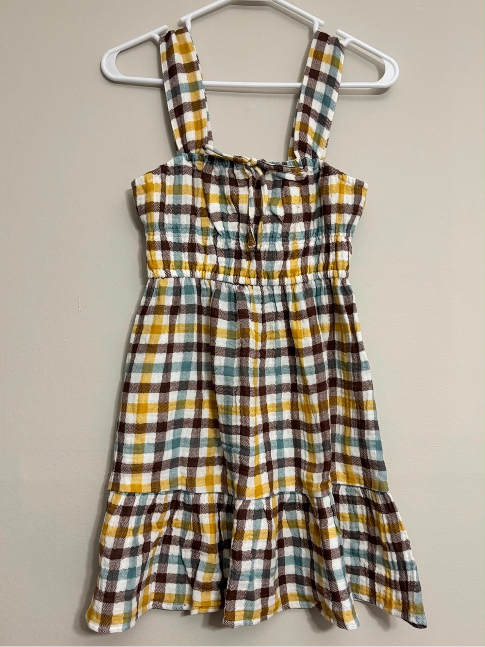 Roxy women Plaid Sundress in Mustard, Teal & Brown